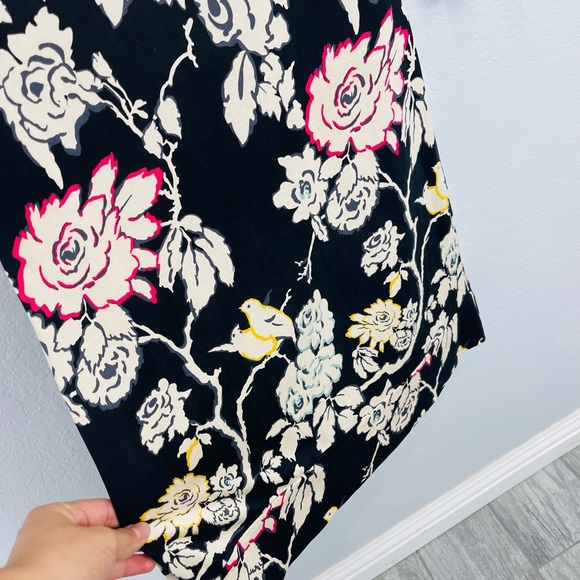 Diane Von Furstenberg Silk Black Cream Floral Bird Mini Shift Dress - Picture 5 of 6
